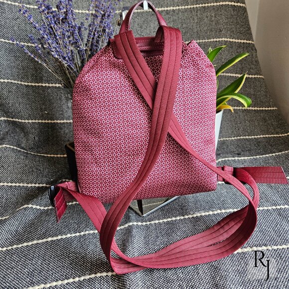 #21 Longchamp Le Pliage Dandy Backpack Geometric Print – Red/Fig - Picture 2 of 15